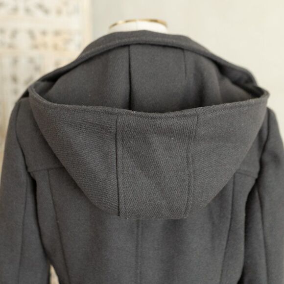 Women's Gray Kenneth Cole‎ Hooded Wool Blend Pea Coat size 6 - Picture 8 of 12